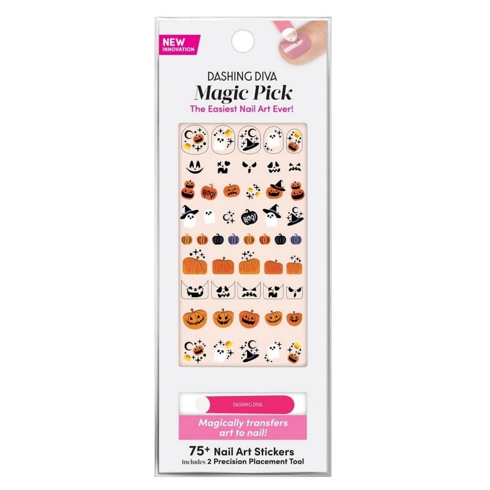 *3/15* NEW Dashing Diva Halloween Magic Pick 3D Nail Art Stickers Pumpkin Patch